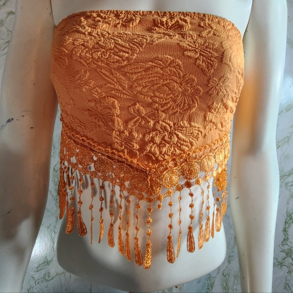 SHEIN Tops - SHEIN Fringed Wrap Tube Top